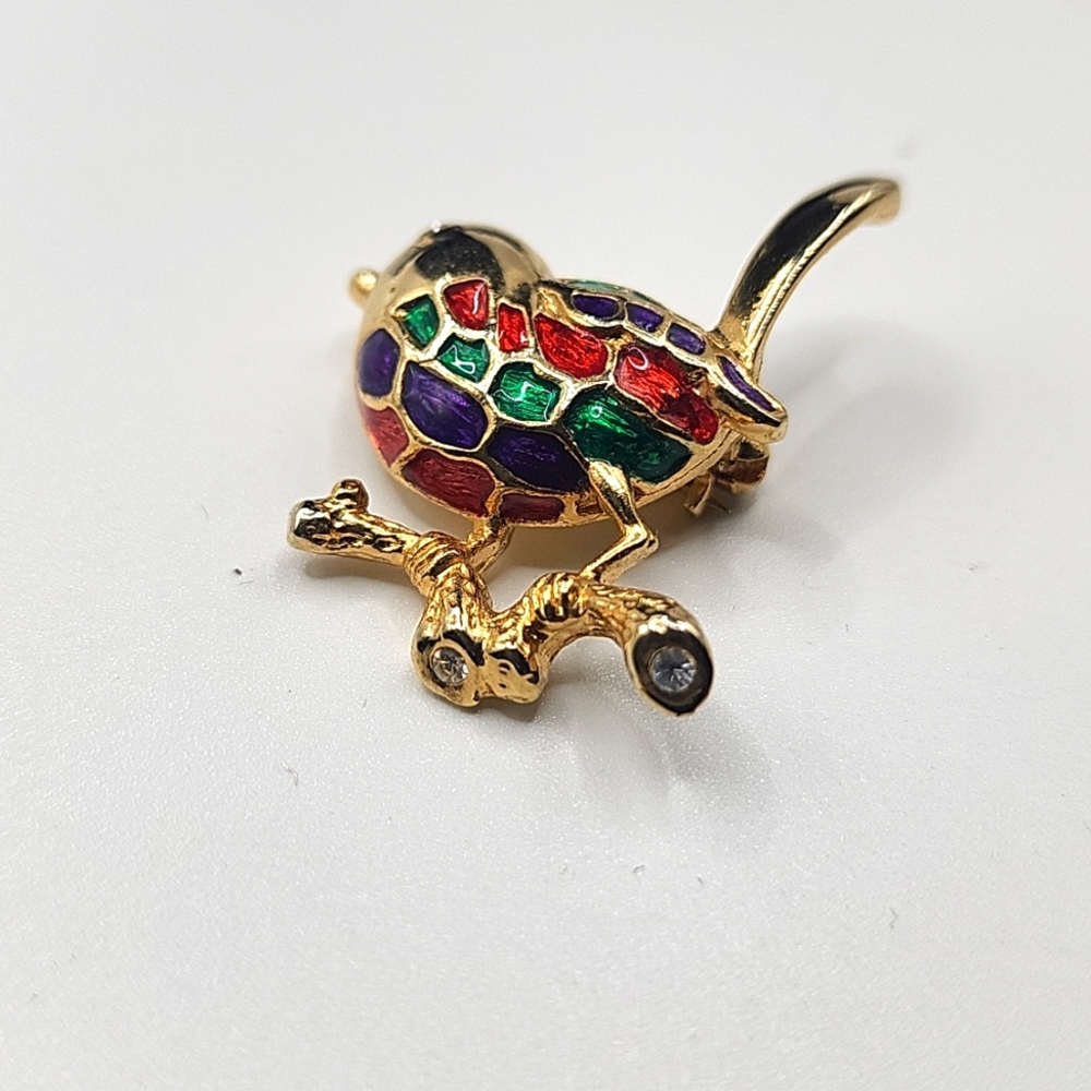 Goldtone Robin brooch 1" - Picture 3 of 3